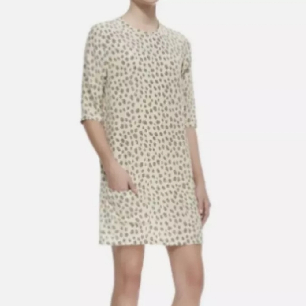 Equipment Aubrey Leopard Print 100% Silk Shift Dress Sz Small